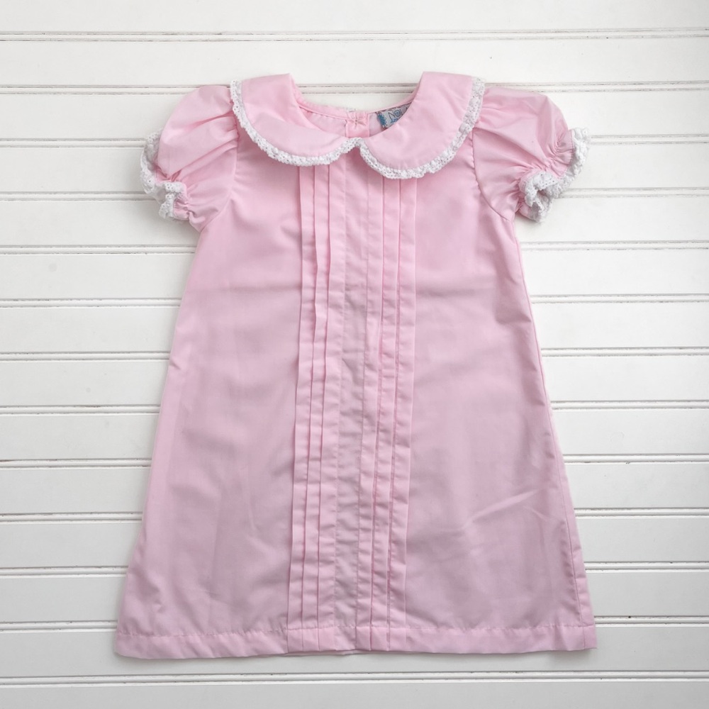 EUC Handmade Classic Soft Ballet Pink Peter Pan Collar Pintuck Heirloom Dress